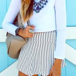 LF Rumor Boutique Black and White Stripe Skort